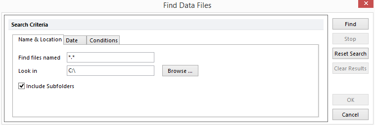Figure 6.6  Find Data Files Dialog