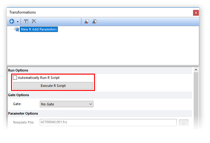 Figure 9.122 Unchecking the Automatically Run R Script box will allow the user to run the R script manually only when required.