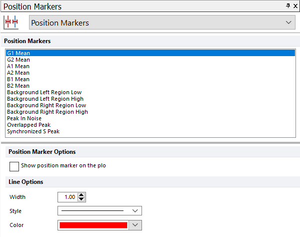 Figure 5.8  Formatting a DNA histogram - Position Markers