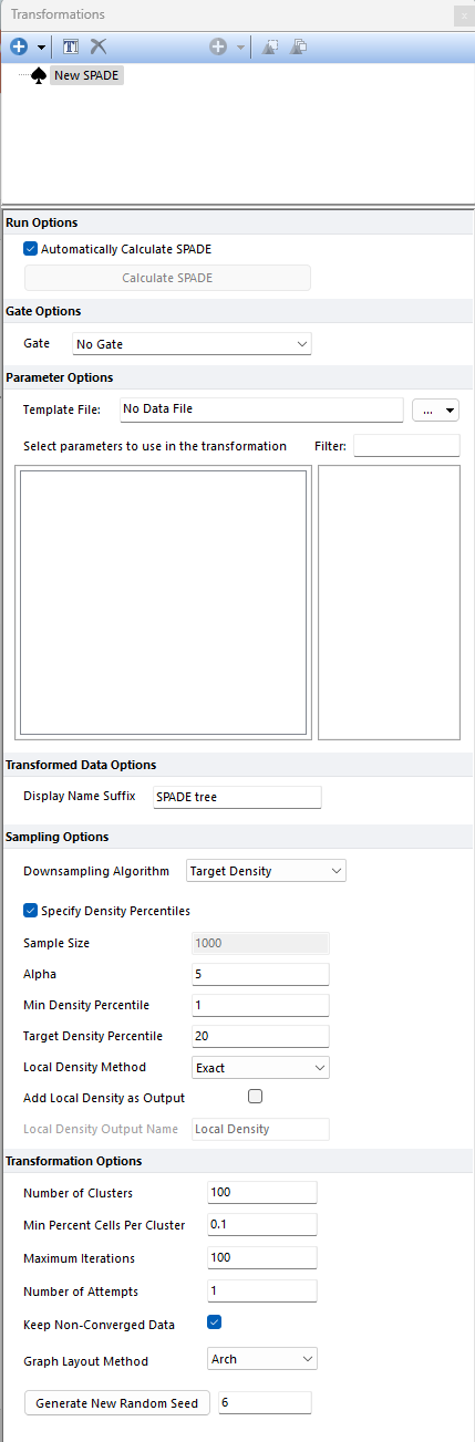 Figure 9.153 The SPADE dialog in the Transformations navigator.