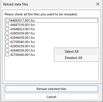 Figure 3.25 - Refresh data files window