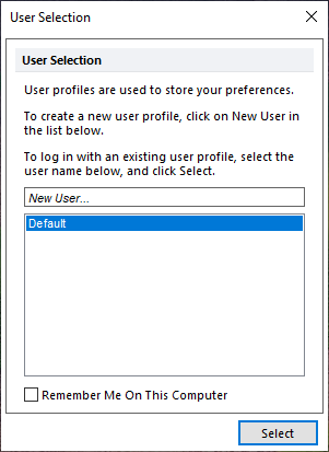 Figure 3.1  User Selection Dialog