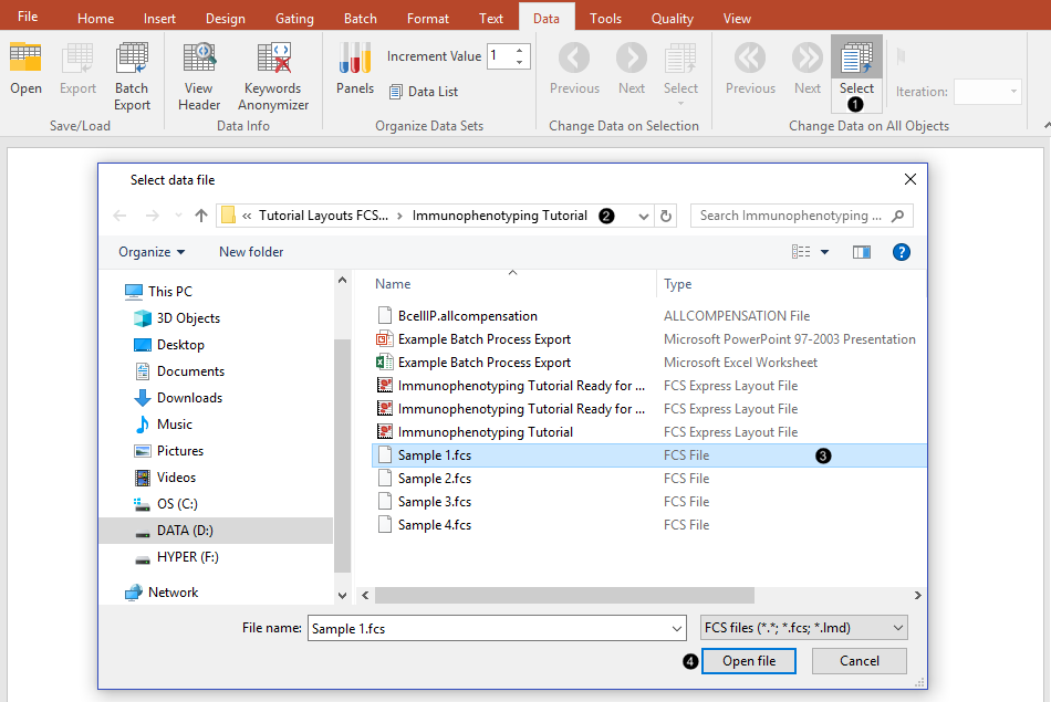 Figure T31.2  Loading .fcs files into the plots