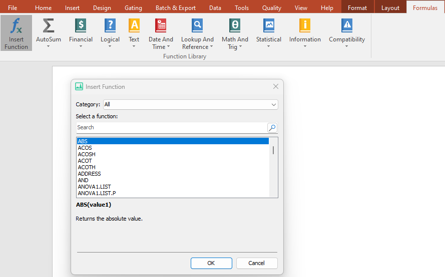 Figure 3.38 - Insert Formula Dialog