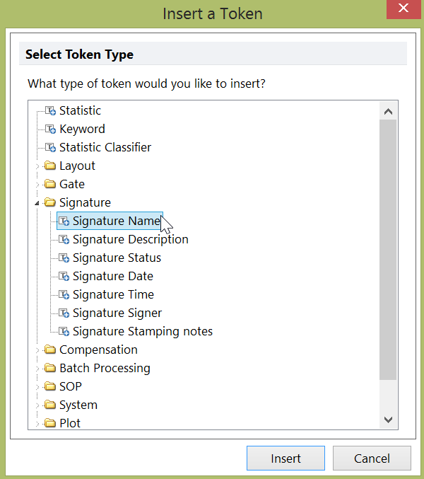 Figure 16.10 Inserting a token.