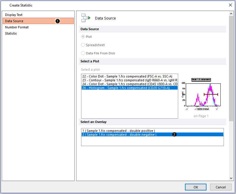 Figure T31.31  Defining the second overlay in the histogram as the data source for a statistical token