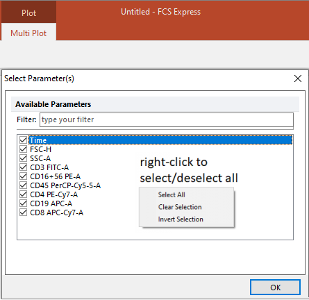 Figure 5.268. Select Parameter(s) window for Multi Plot's.