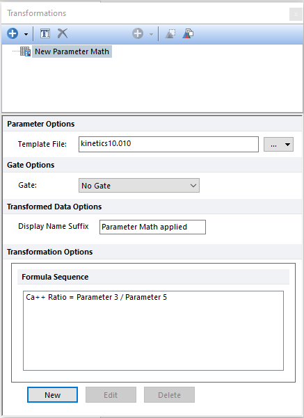 Figure T23.4  Parameter Math Sequence Dialog with Formula Displayed