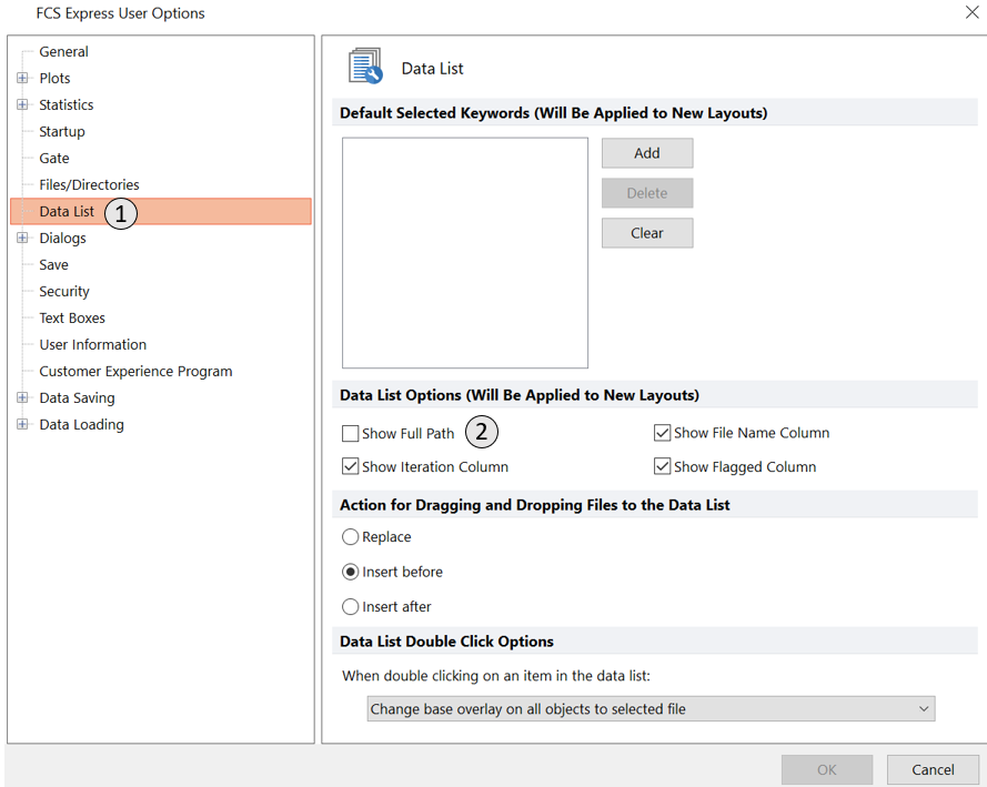 Figure T32.2  Data List preferences