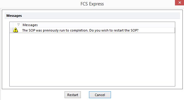 Figure 10.9 Run SOP Message