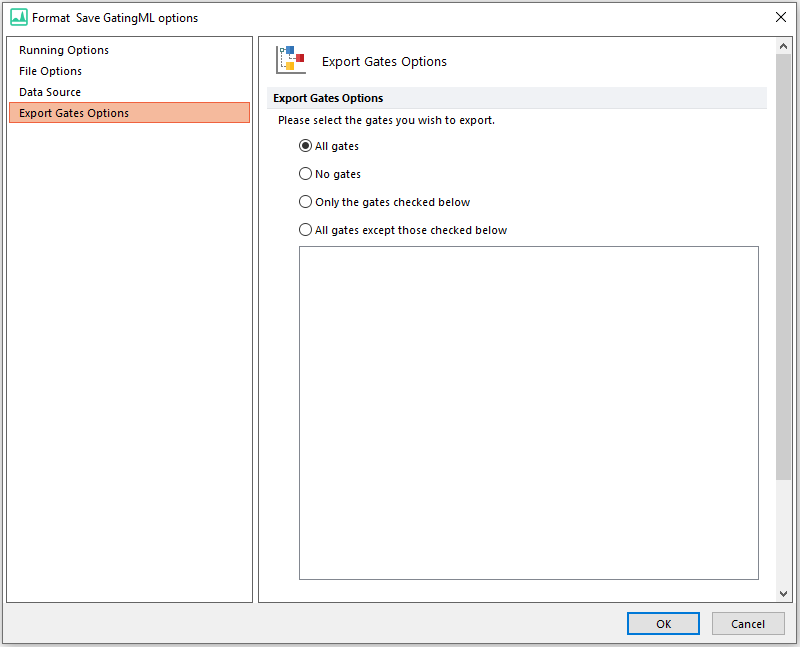 Figure 8.15 Save GatingML Export Gates Options