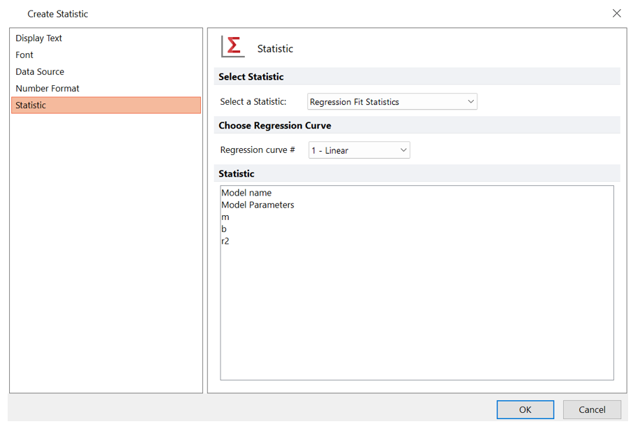 Fig. 5.255 Choosing Regression Parameter Statistics