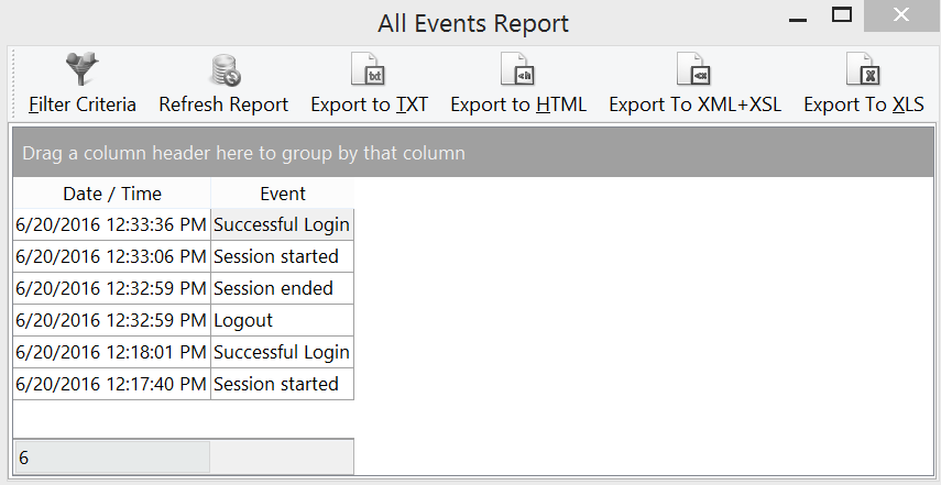 Figure 18.41 - Example of Security Report dialog.