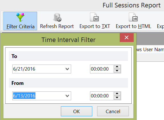 Figure 18.60 Choosing the date and time Filter Criteria