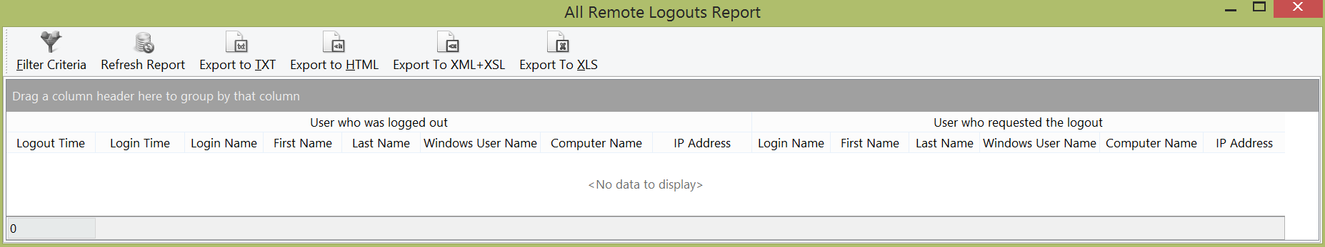 Figure 18.45 The Remote Logouts Report Dialog