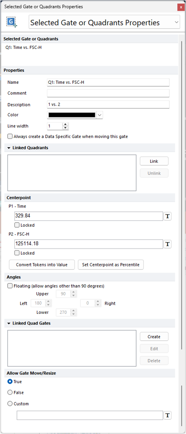 Figure 7.51  Selected Gate or Quadrants Properties category of the plot's format dialog