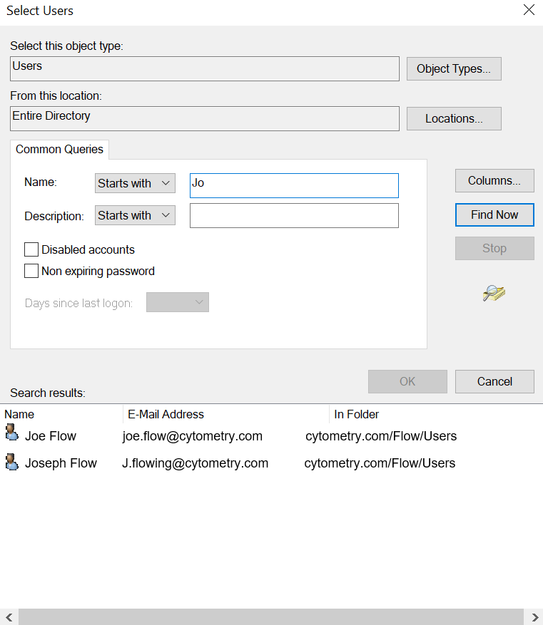 Figure 18.29 The advanced Select Users dialog. 