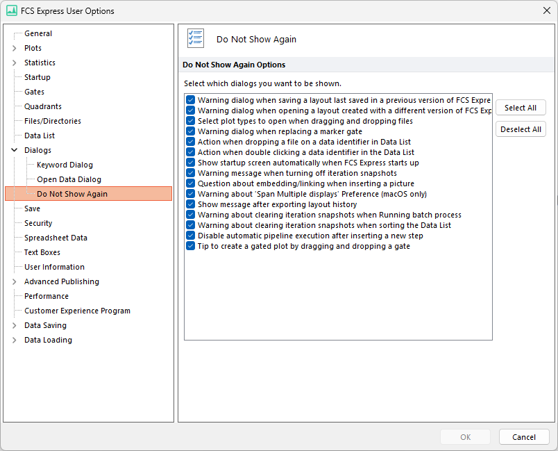 Figure 20.42 - Do Not Show Again options