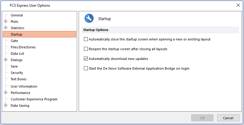 Figure 20.28 Startup screen options
