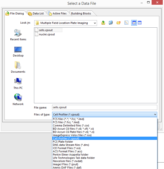 Figure T26.62  Choosing CellProfiler Files