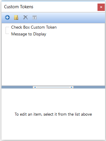 Figure T5.61  Custom Token window with two custom tokens
