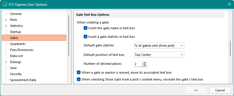 Figure 5.159 -  FCS User Options to Set Default Statistics for Gate Text Boxes