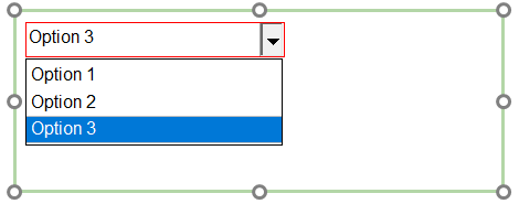 Figure T5.71  The text "Option 3" appears underneath the selected Dropdown list Custom Token display type because "Option 3" is selected from the list. 