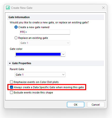 Figure T4.40  Making Data Specific Gate from Create New Gate Dialog