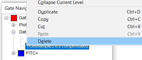 Figure T4.44  Deleting a Data Specific Gate from Gate Navigator