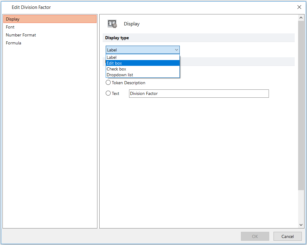 Figure T5.56  Choosing the Edit box custom token display type.