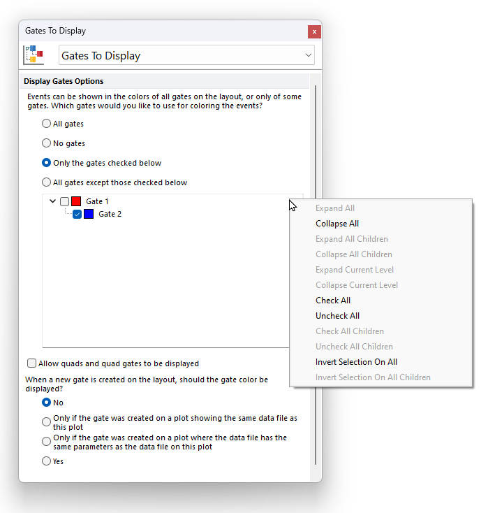 Figure 5.49  The Gates to Display formatting dialog for a 2D plot.