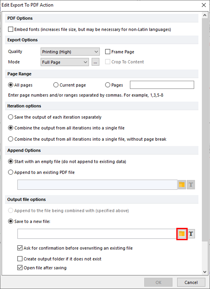 Figure T30.77   Editing the PDF Export Saving Path