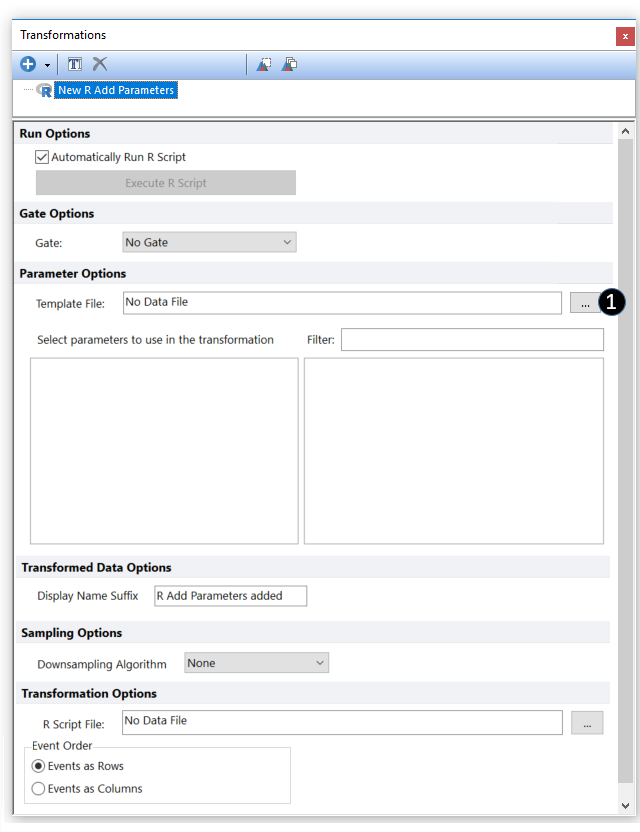 Figure 9.120 The transformation windows populated with a New R Add Parameter transformation.