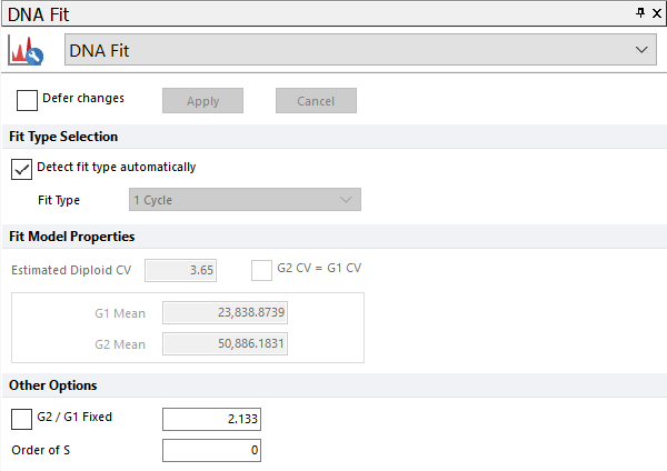 Figure 5.4  Formatting a DNA histogram - Cycle options