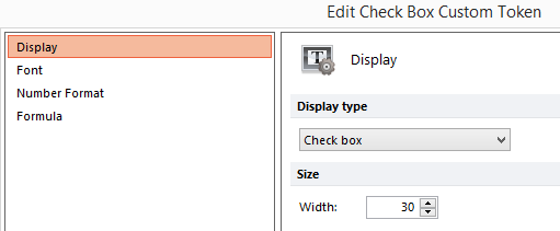 Figure 12.73 The custom token display type is set to Check box.