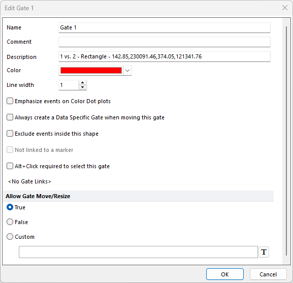 Figure 7.9  Allow gate edit dialog based on radio buttons next to "true", "false", or "custom". The custom setting is based on if the conditions are met.