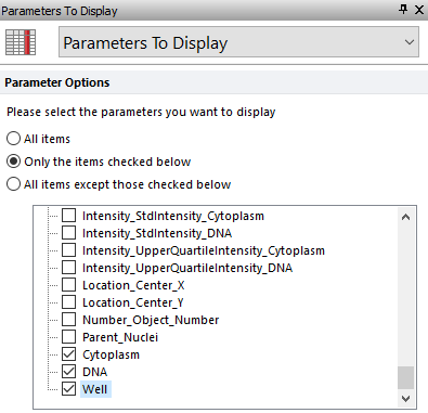 Figure T30.46  Selecting Parameters Displayed to Create a Cell Gallery