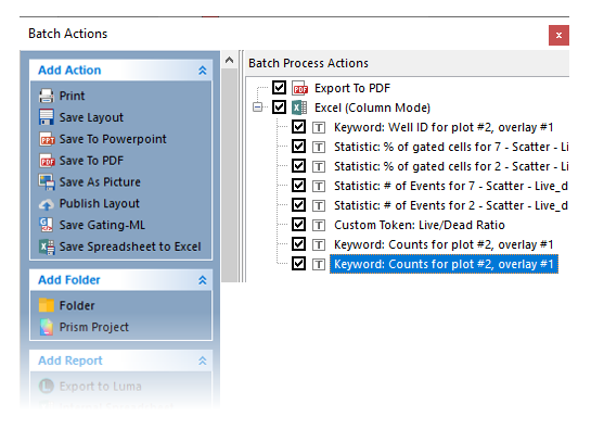 FIgure T30.73  Newly Added Report Item for Excel (Column Mode) Batch Action