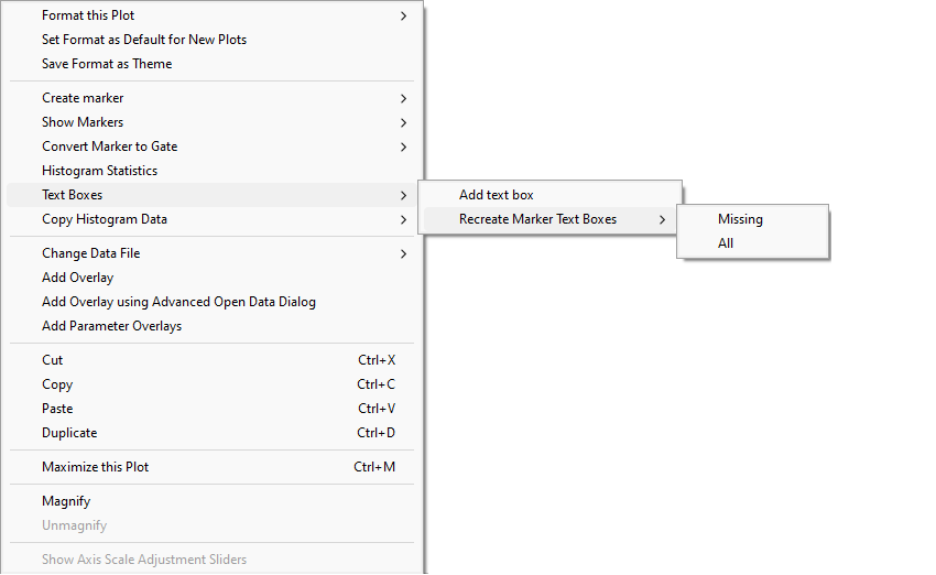 Figure 5.162 -  Right Click Menu from Plot to Recreate Marker Text Boxes.