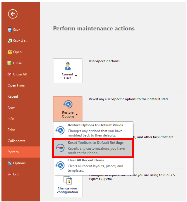Figure 3.10 - System Restore Options