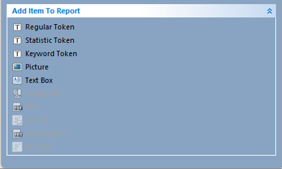 Figure T10.18  Add Item to Report section of Batch Actions and Reports Window with Keyword Token shown