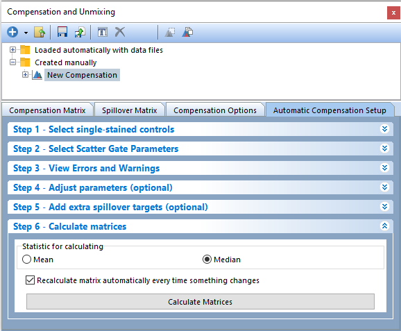 Figure T8.15  Click the Calculate Matrices button to complete your automatic compensation setup.
