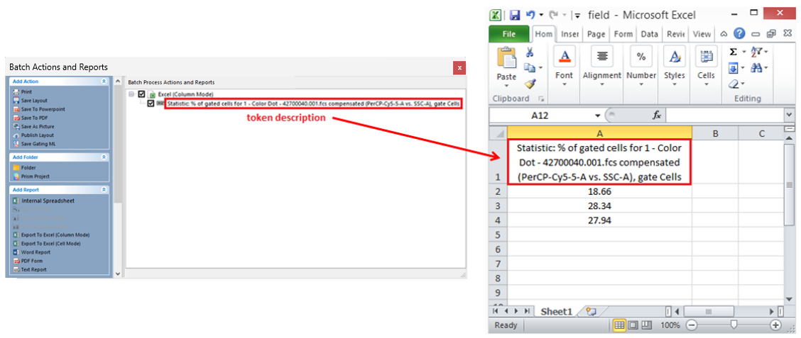 Figure 1: Figure 8.45  Token description automatically exported to Excel as Column Name in FCS Express V5