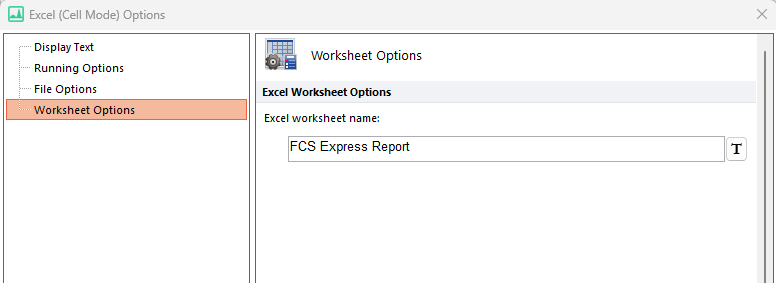 Figure 8.40  Example Excel (Cell Mode) Worksheet Option