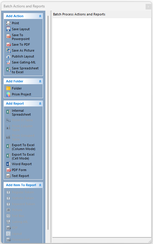 Figure T10.7  Batch Actions and Reports Dialog Window