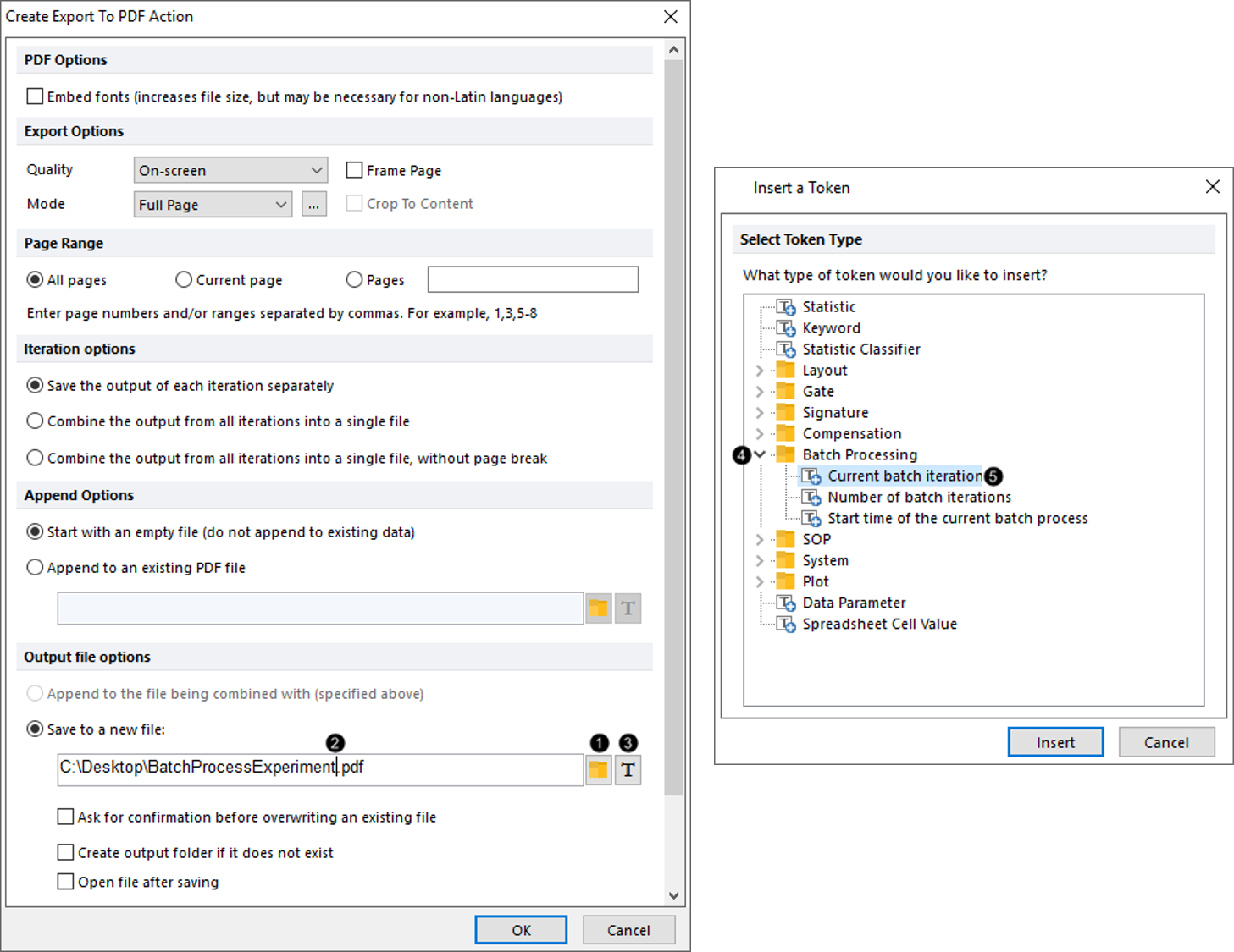 Figure T20.45  Saving PDF Action with Token Inserted into File Name
