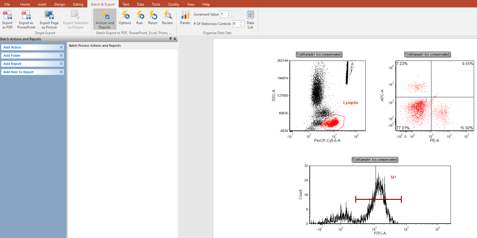 Figure T10.37, Lower pane. The Batch Actions and Reports window docked.