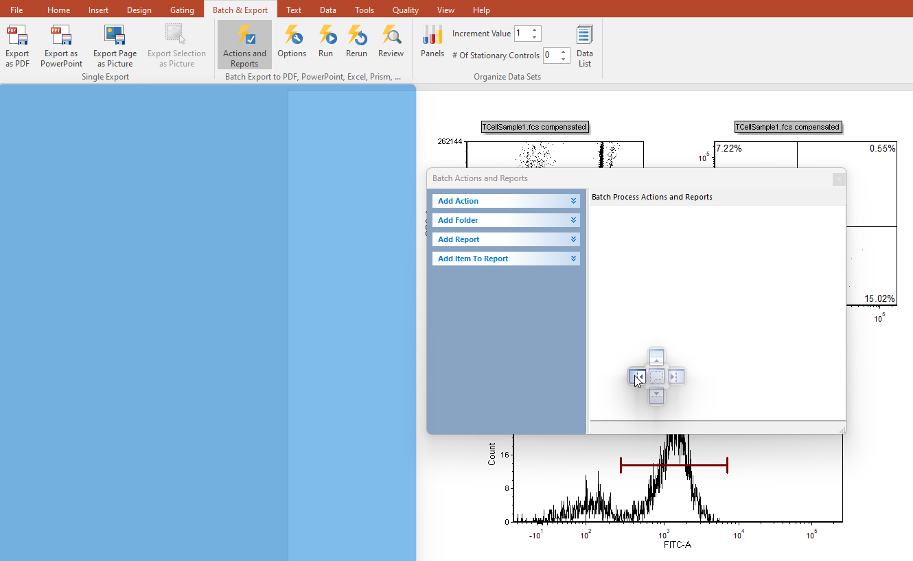 Figure T10.37, Upper pane. Docking the Batch Actions and Reports window.