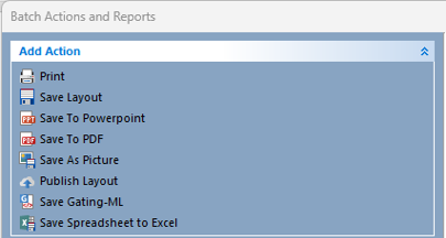 Figure T10.8 Add Action section of Batch Actions and Reports dialog window 