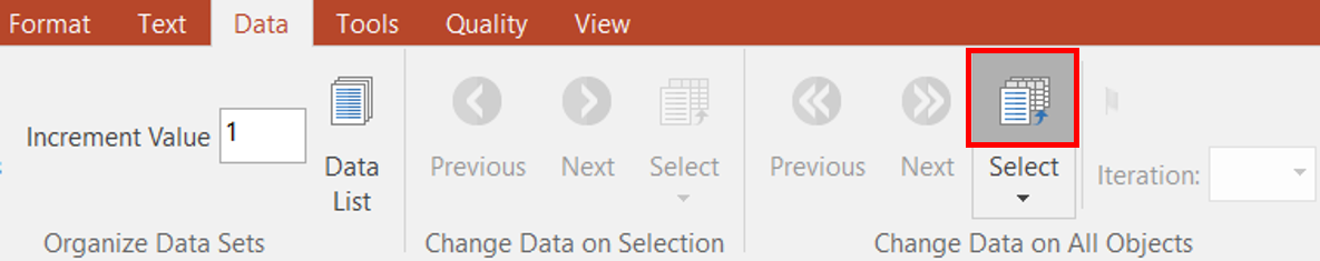 Figure T3.4  Select Command (Change Data on All Objects)